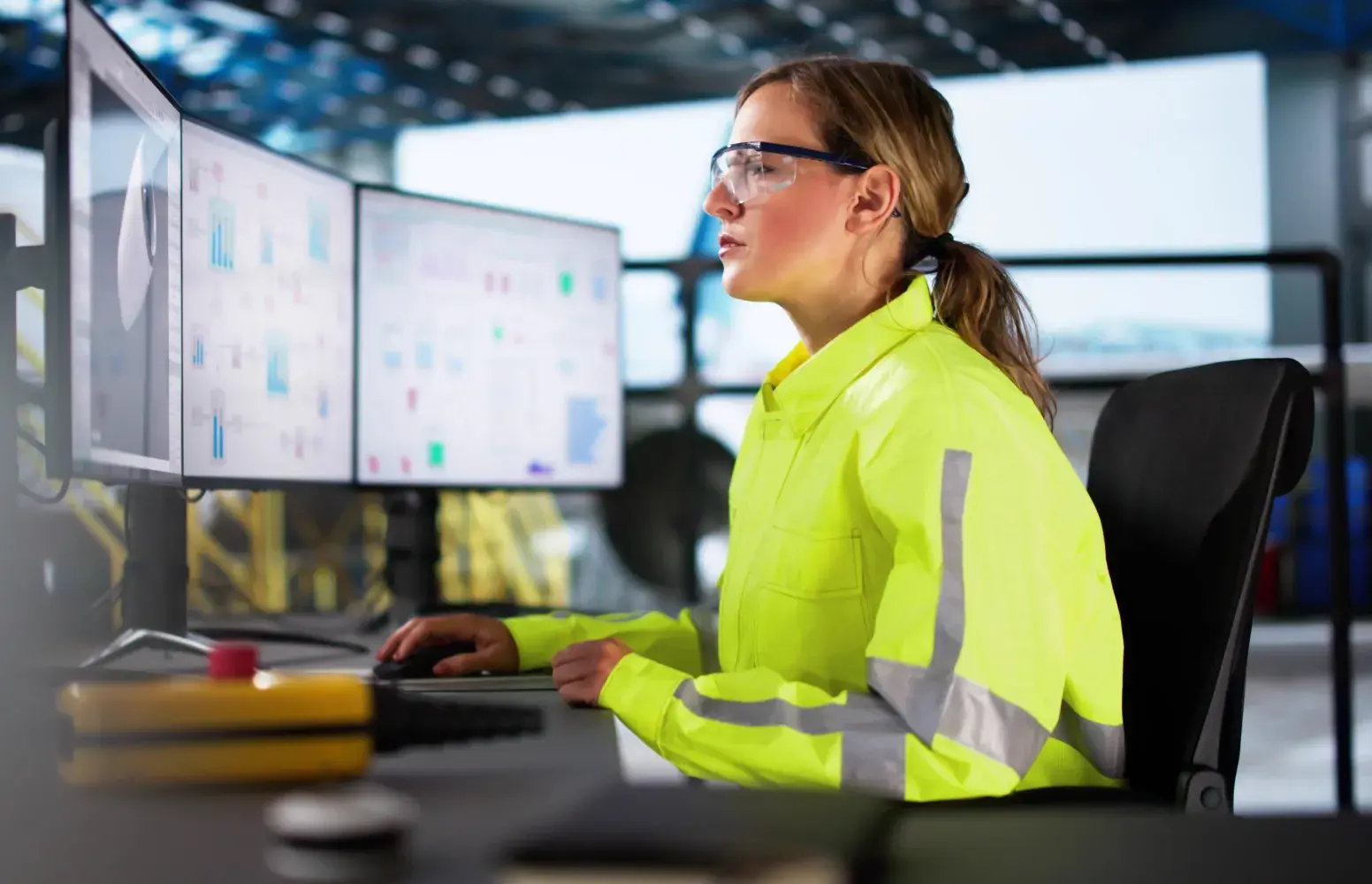 Woman using AI in aviation