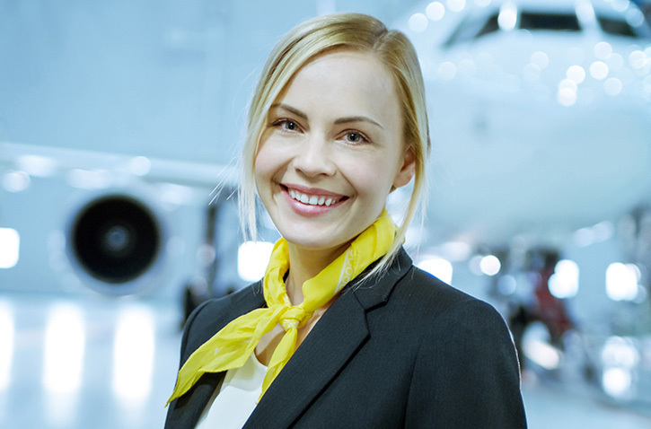 Woman plane background