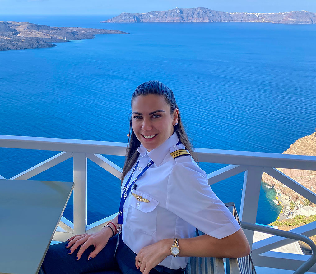 Female Pilot from Cabin Crew in uniform
