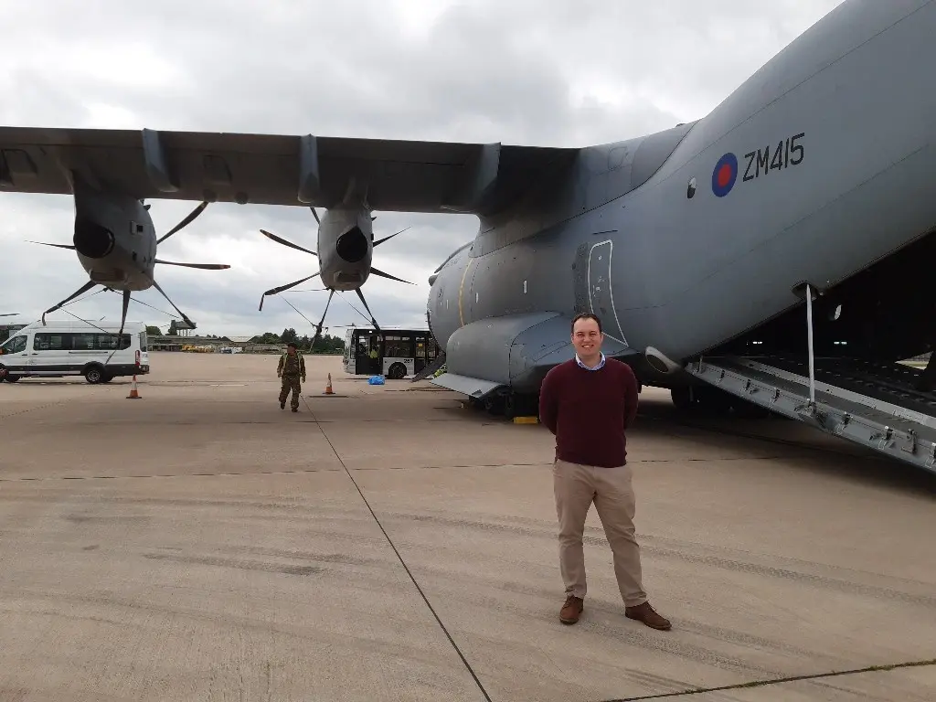 Callum standing on the runway
