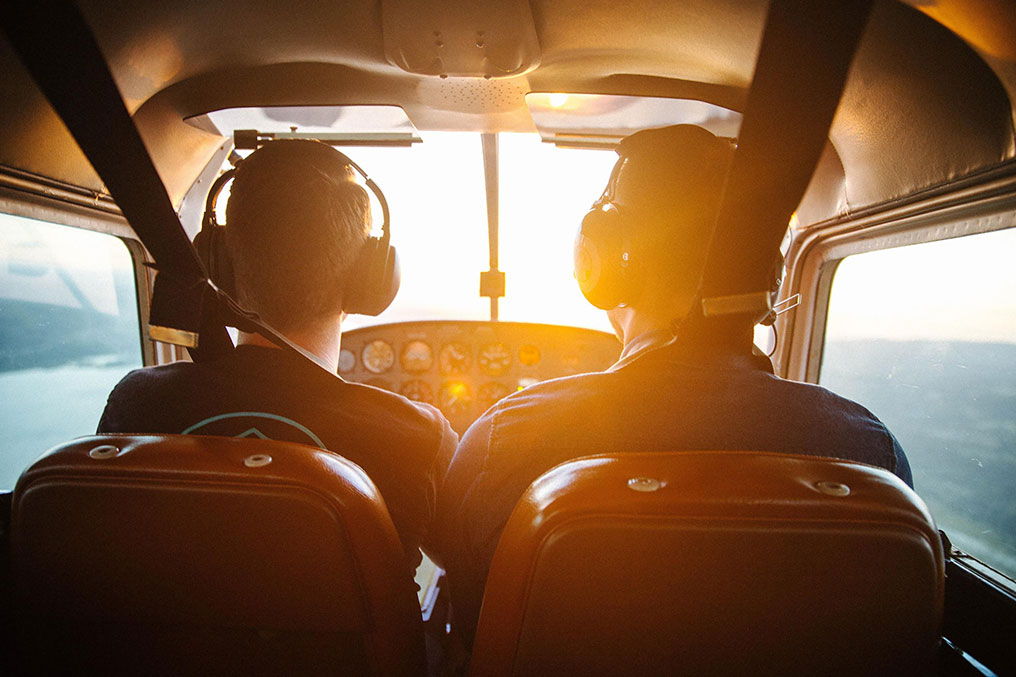captain and first officer in the cockpit