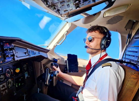Lead flying instructor at Tayside Aviation flying a plane