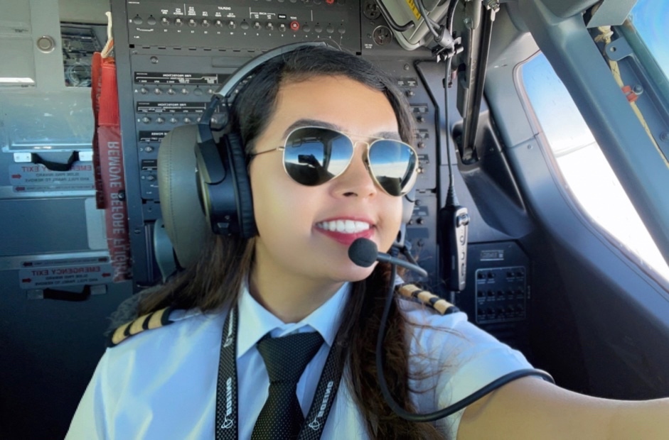 Female Pilot in the Cockpit