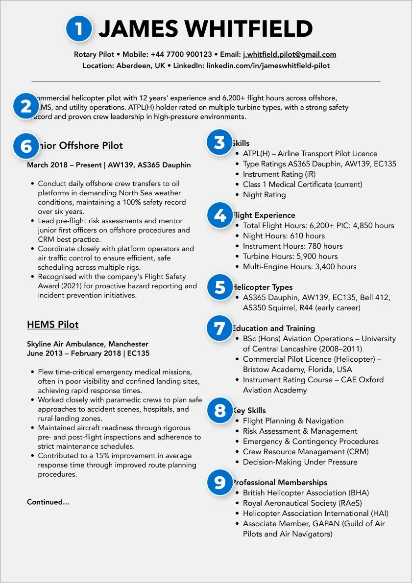 Helicopter pilot resume