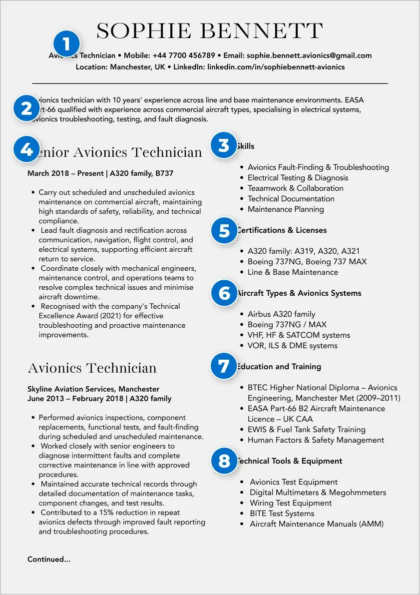 Avionics technician resume