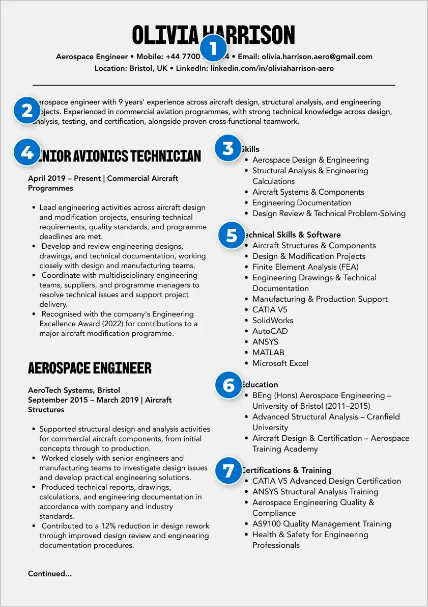 Aerospace engineer resume